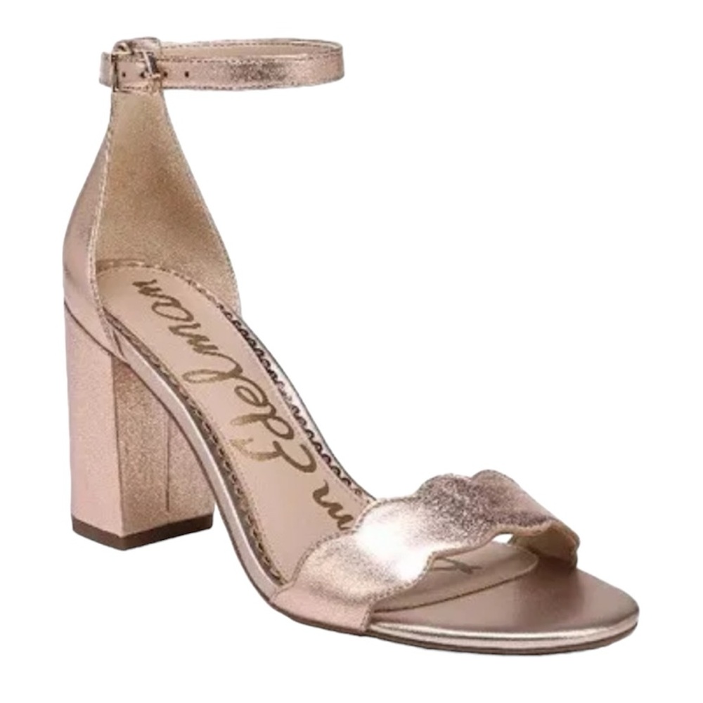 Sam Edelman Odila Rose Gold Blush Metallic Block Heel Size 10